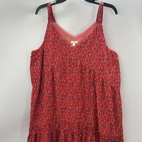 Joie large abstract print boho tiered red black maxi dress - Picture 2 of 6